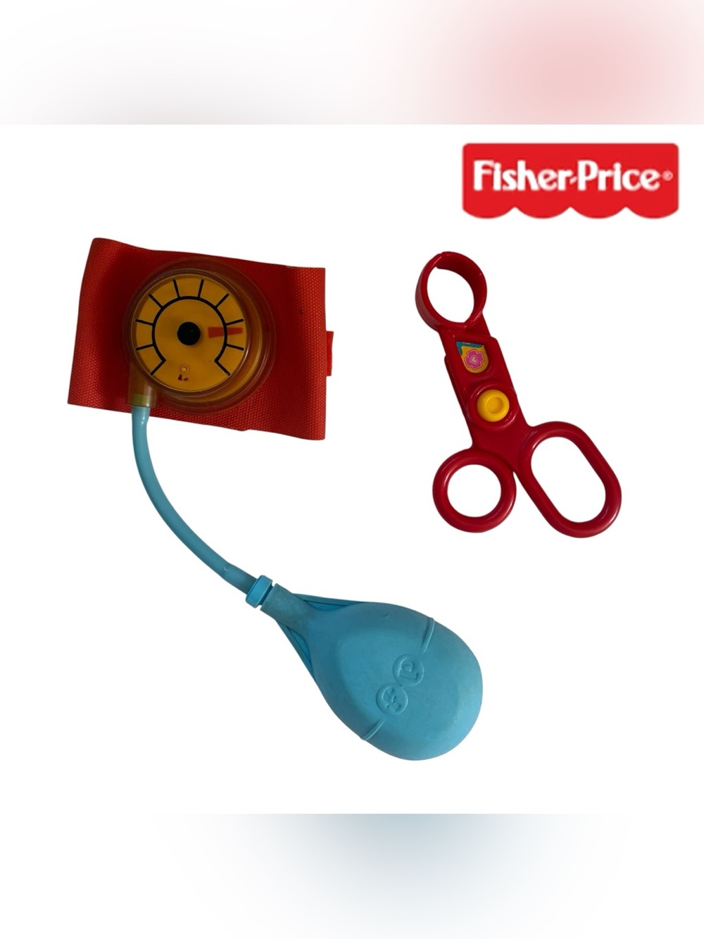 1977 FISHER PRICE BLOOD PRESSURE CUFF TOY VINTAGE DOCTOR KIT ACCESSORIES